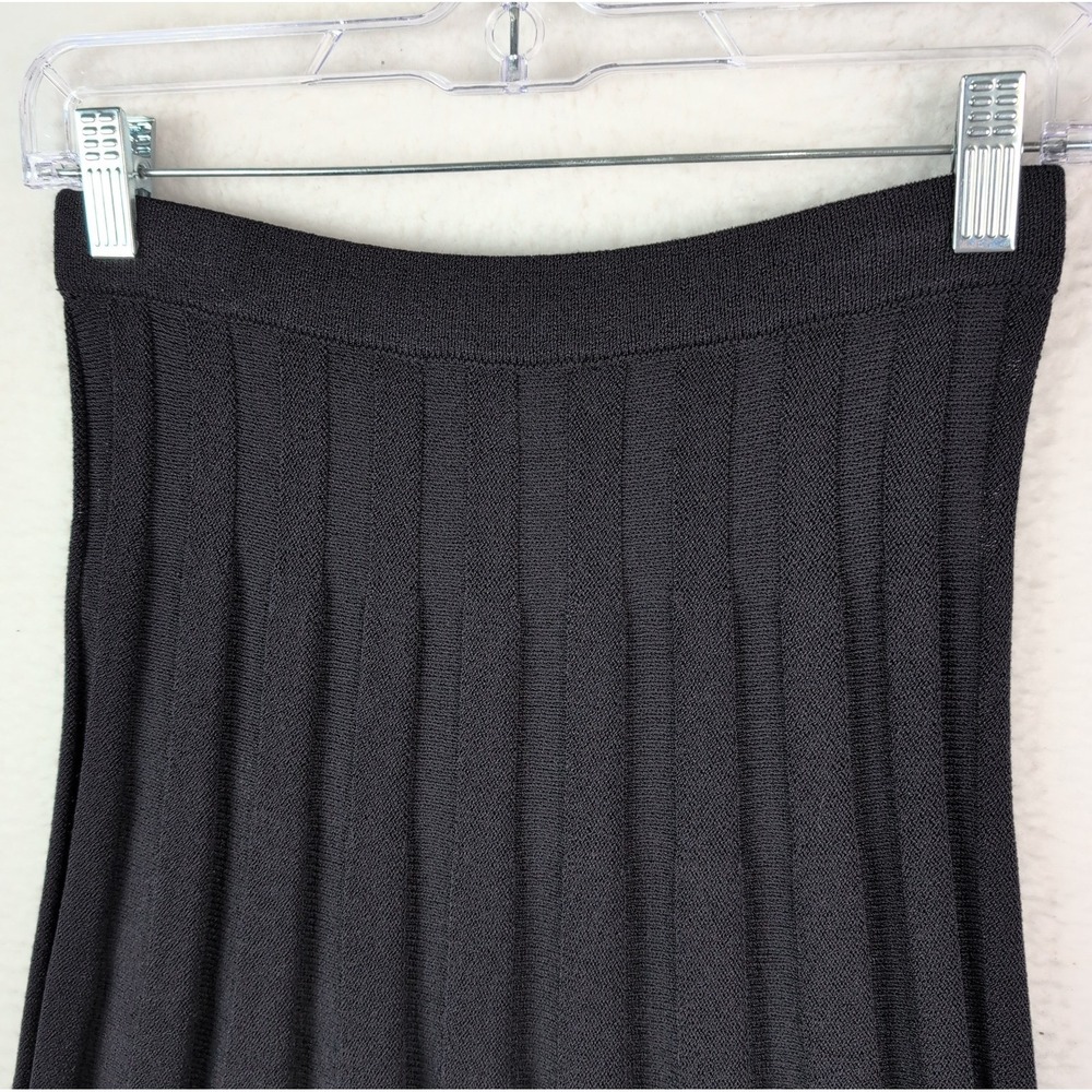 NWT St. John Basics Collection Pleated Skirt Sz 2 Black Wool Blend Pull On Midi - Picture 5 of 7